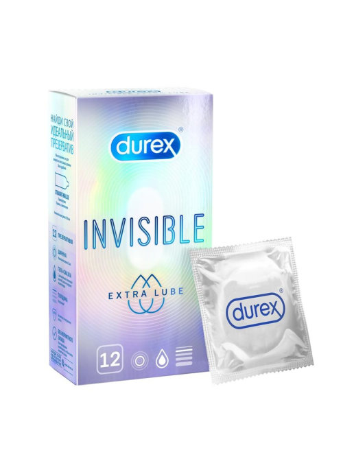 Презервативы из натурального латекса Durex Invisible Extra Lube №12