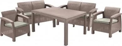Набор уличной мебели (две двухместные скамьи ,стол, два кресла) CORFU II FIESTA -CAPCNO STD Капучино