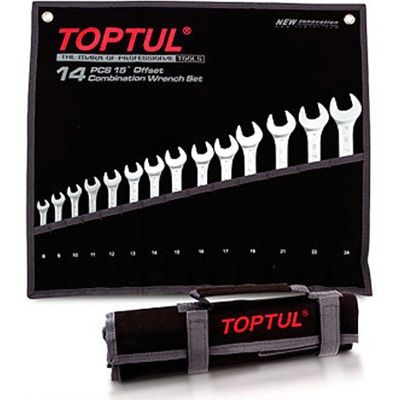 Набор ключей комбинированных 8-32мм 14шт (черное полотно) TOPTUL (GPAB1402)