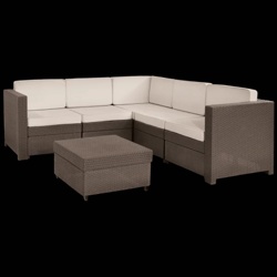Набор уличной мебели (скамья угловая,столик) PROVENCE SET+COFFEE TBL, коричневый - фото