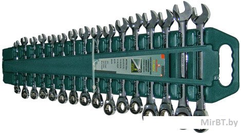 Jonnesway W45516S Набор ключей гаечных комбинированных трещоточных на держателе, 8-24 мм, 16 предметов