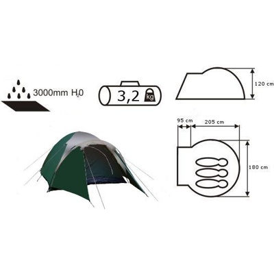 Палатка ACAMPER ACCO green 3-местная 3000 мм/ст