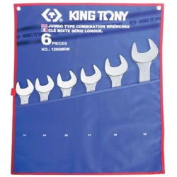 KING TONY Набор комбинированных ключей, 34-50 мм, чехол из теторона, 6 предметов KING TONY 1296MRN - фото