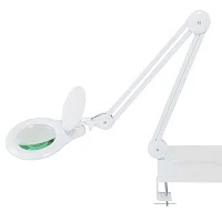 Лампа лупа косметическая SiPL LED на струбцине с крышкой Белая - фото