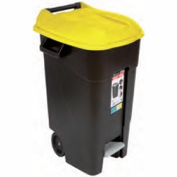 Контейнер для мусора пластик 120л с педалью (жёлт. крышка) (TAYG) - фото