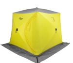 Палатка зимняя утепл. Куб ЛОНГ-2 желтый/серый (PR-WFS-2L-YG) PREMIER - фото