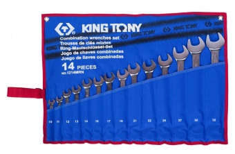 KING TONY Набор комбинированных ключей, 10-32 мм, чехол из теторона, 14 предметов KING TONY 1214MRN