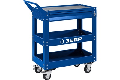 Инструментальная тележка с выдвижным ящиком ЗУБР Профессионал 1 ящик + 2 полки, 820x405x955 мм 38914