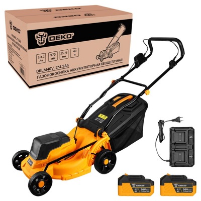 Газонокосилка аккумуляторная бесщеточная DEKO DKLM40V, 2х20В, 2x4.2Aч, двойное з/у, 370мм