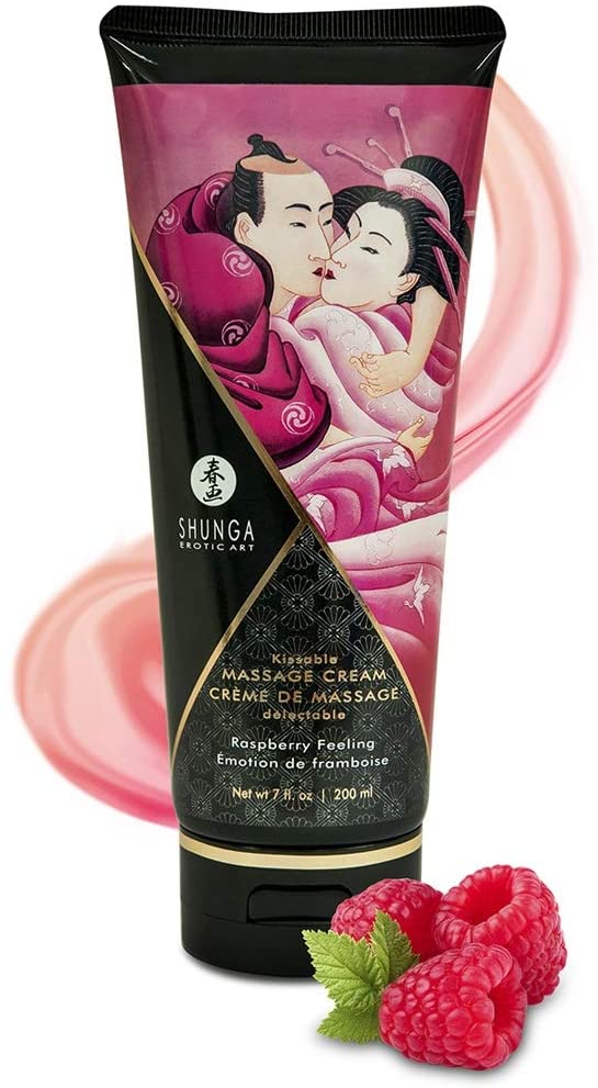 Съедобный крем Shunga для эротического массажа с ароматом малины 200 мл - фото