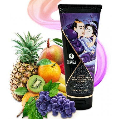 Съедобный крем Shunga для эротического массажа с ароматом экзотических фруктов 200 мл - фото