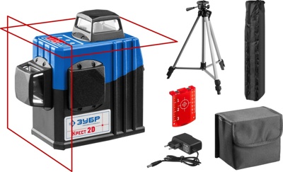 Лазерный нивелир ЗУБР КРЕСТ 2D №2 20-70 м 34907-2