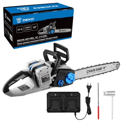 Пила цепная аккумуляторная бесщеточная DEKO DKCHS 40V PRO, 18 Пила цепная аккумуляторная бесщеточная DEKO DKCHS 40V PRO, 18