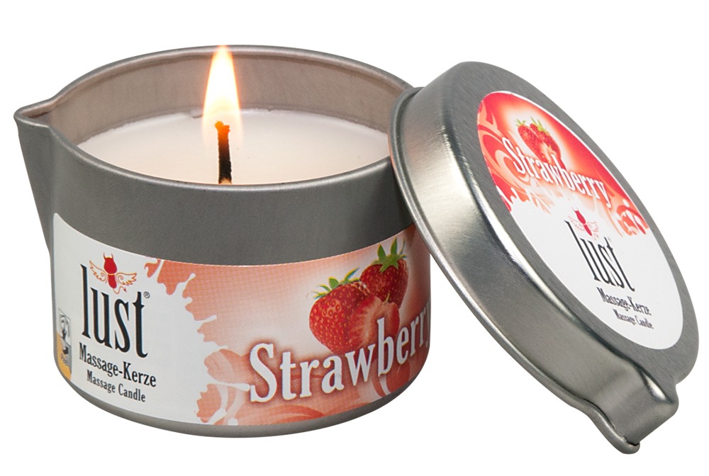 Массажная свеча Massage Candle Strawberry со вкусом клубники 50 мл - фото