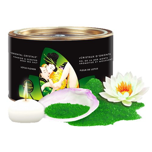 Соль мёртвого моря с лечебными свойствами + свеча Shunga Bath Salts Lotus Flower 600 гр - фото