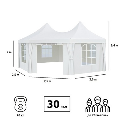 Шатер-беседка Green Glade 1052 2,5х2,5х2,5х2,5х3,4м полиэстер 2 коробки Шатер-беседка Green Glade 1052 2,5х2,5х2,5х2,5х3,4м полиэстер 2 коробки