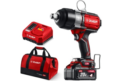Бесщеточный ударный гайковерт ЗУБР 20 В, 1000 Н·м, 1 АКБ LMS (4 А·ч), сумка (ГБУ-1000-41)
