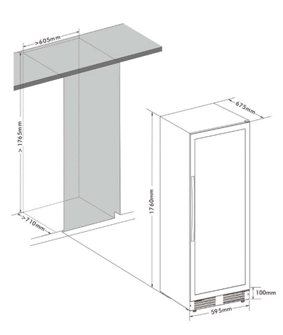 Винный шкаф CellarPrivate трёхзонный на 143 бутылки черный CP154-3TB Винный шкаф CellarPrivate трёхзонный на 143 бутылки черный CP154-3TB