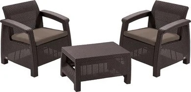 Набор уличной мебели (два кресла,стол) CORFU II WEEKEND SET, коричневый