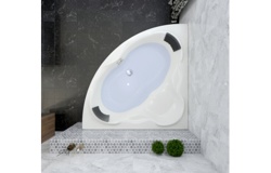 Акриловая ванна Lavinia Boho Elegant 3705015P / 150*150 см (с мягким силиконовым подголовником арт. AH17 - 2 шт.) - фото