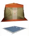 Палатка Митек Нельма Куб 3 (Оранж-беж/Хаки) + пол с 3 лунками - фото