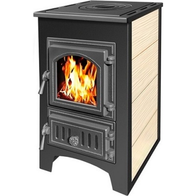 Печь-Камин ВЕЗУВИЙ ПК-01(270) с плитой беж. 9 кВт(150 м3)