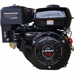 Двигатель LIFAN 170F (7 л.с., 4-хтактный, одноцилиндровый, с воздушным охлаждением, вал 20 мм, объем 212см?, ручная система запуска, вес 16 кг) - фото
