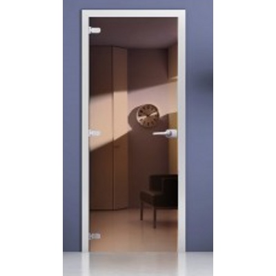 Дверь DOORWOOD Зеркальна бронза 190*70, 2 петли, коробка листва, ручка алюм+дерево - фото