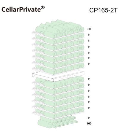 Винный шкаф CellarPrivate двухзонный на 163 бутылки CP165-2T Винный шкаф CellarPrivate двухзонный на 163 бутылки CP165-2T