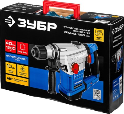 Перфоратор ЗУБР Профессионал SDS Max 1250 Вт 40 мм ЗПМ-40-1250 ЭВК Перфоратор ЗУБР Профессионал SDS Max 1250 Вт 40 мм ЗПМ-40-1250 ЭВК