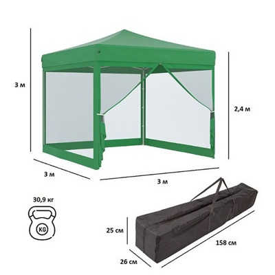 Тент садовый Helex 4351 3x3х3м полиэстер зеленый Тент садовый Helex 4351 3x3х3м полиэстер зеленый