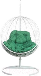 Кресло подвесное BiGarden Kokos White (зеленая подушка) - фото