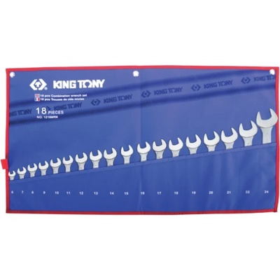 KING TONY Набор комбинированных ключей, 6-24 мм чехол из теторона, 18 предметов KING TONY 1218MRN