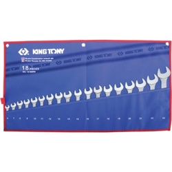 KING TONY Набор комбинированных ключей, 6-24 мм чехол из теторона, 18 предметов KING TONY 1218MRN - фото