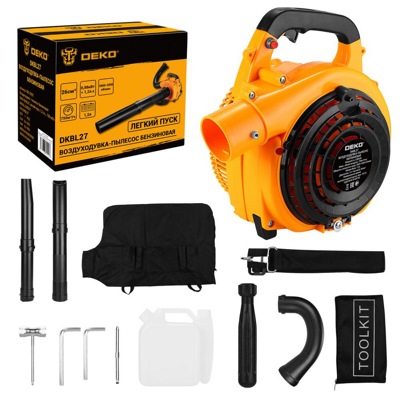 Воздуходувка-пылесос бензиновая DEKO DKBL27, легкий пуск, 1,2 л.с., 750 м3/ч