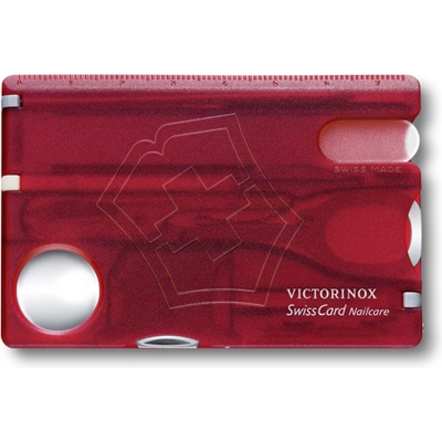 Швейцарская карта Victorinox SwissCard Nailcare (0.7240.T) красный полупрозначный коробка подарочная