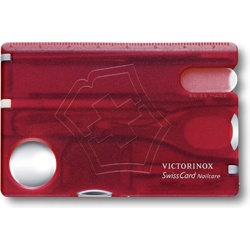 Швейцарская карта Victorinox SwissCard Nailcare (0.7240.T) красный полупрозначный коробка подарочная - фото