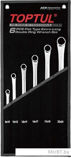 Набор ключей накидн. 8-24мм EXTRA LONG 6шт TOPTUL (GPAP0602)