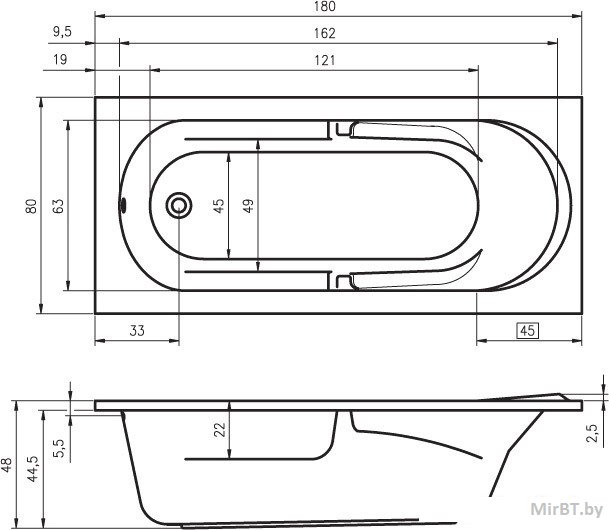 Ванна акриловая Riho Future 180x80 / BC31005