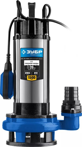Дренажный насос 1500 Втдля грязной воды ЗУБР Профессионал НПГ-Т5-1500