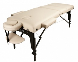 Массажный стол Atlas Sport 70 см складной 3-с деревянный (бежевый) - фото