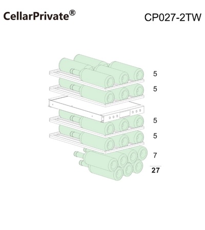 Винный шкаф CellarPrivate встраиваемый, двухзонный на 27 бутылок белый CP027-2TW Винный шкаф CellarPrivate встраиваемый, двухзонный на 27 бутылок белый CP027-2TW