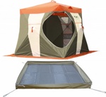 Палатка для зимней рыбалки Митек Нельма Куб-1 (оранжевый-бежевый/хаки) с полом без лунок - фото