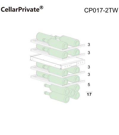 Винный шкаф CellarPrivate встраиваемый, двухзонный на 17 бутылок белый CP017-2TW Винный шкаф CellarPrivate встраиваемый, двухзонный на 17 бутылок белый CP017-2TW