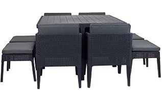 Набор уличной мебели (Стол, 4 кресла, 4 табурета) Columbia dining set – 9, графит