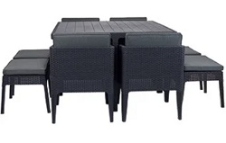 Набор уличной мебели (Стол, 4 кресла, 4 табурета) Columbia dining set – 9, графит - фото