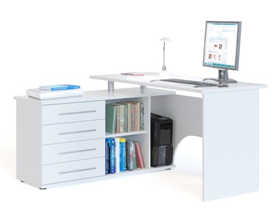 Компьютерный стол Сокол-Мебель КСТ-109 (правый, белый)