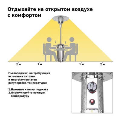 Уличный газовый обогреватель Aesto A-02T, нерж.сталь Уличный газовый обогреватель Aesto A-02T, нерж.сталь