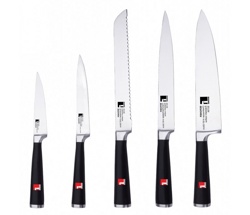 4197-BK-BG Набор ножей 5пр. (нжс, нож для хлеба 22см, нож для карвинга 20см, нож поварской 20см, нож универсальный 12.5см, нож для чистки овощей 8.75см) - фото