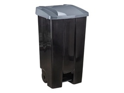 Контейнер для мусора 110л с педалью на колесах (серый) (IDEA) - фото